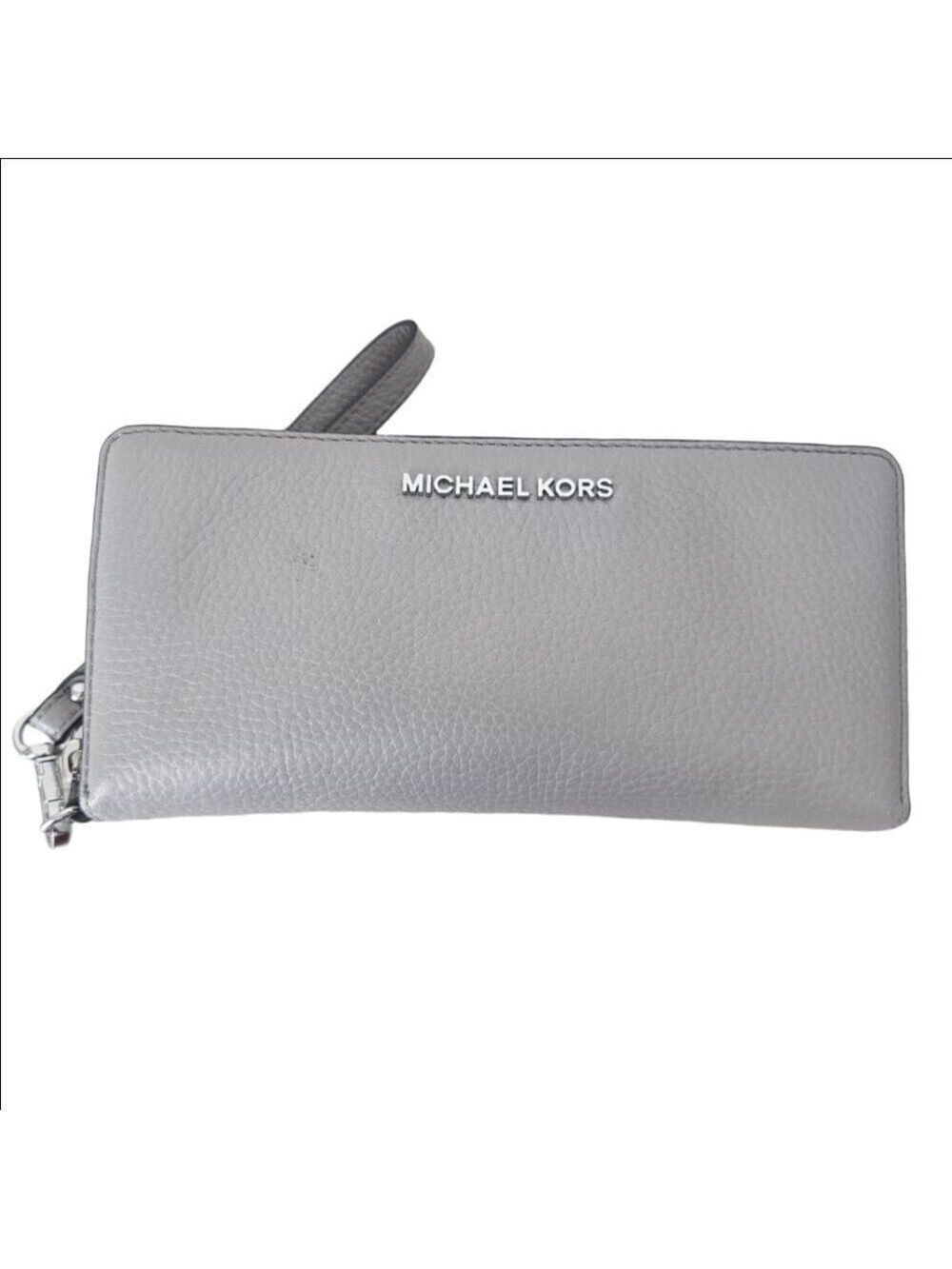 Michael Kors Gray leather Jet Set Travel Continental Zip Around Wristlet Wallet